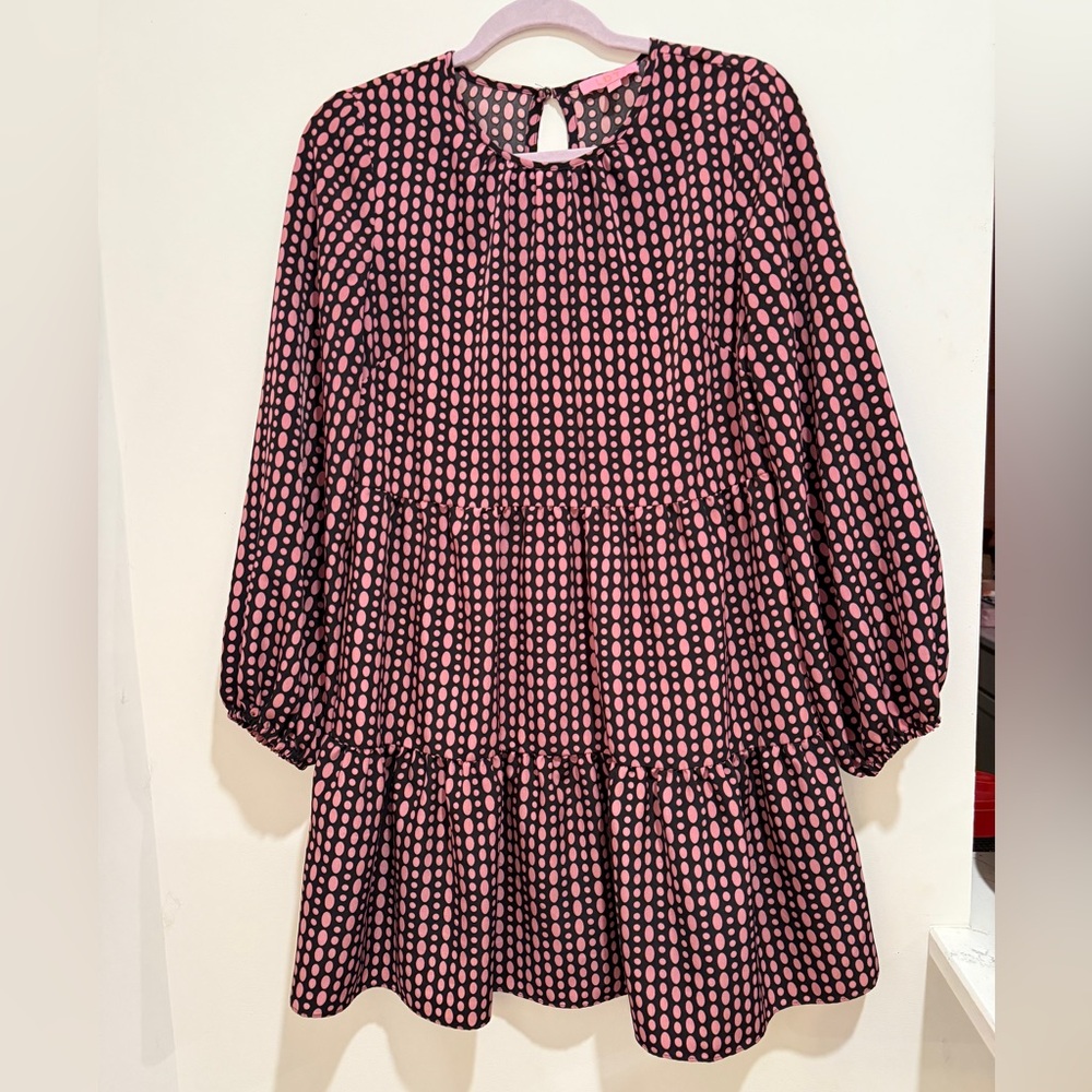 LDT Polka Dot Jewel Neck Swing Dress Size 6